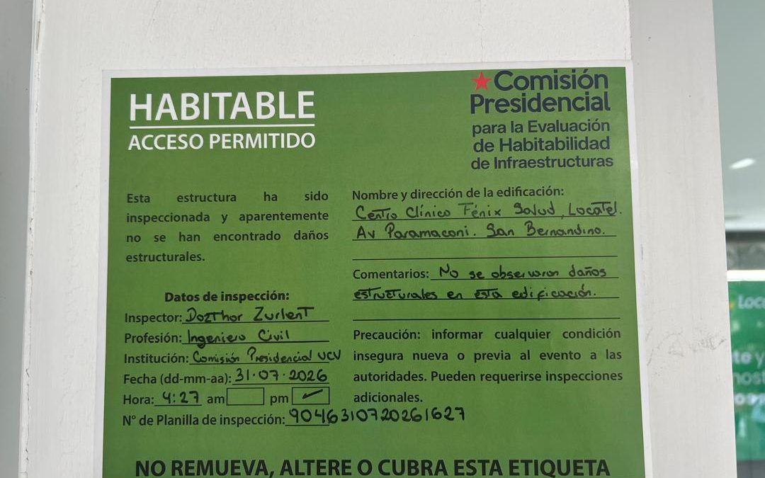 Comisión Presidencial confirma la habitabilidad de la infraestructura de FenixSalud
